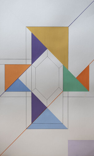 Union de triangles et hexagone di Robert Jucker, Opera su carta in vendita su Singulart