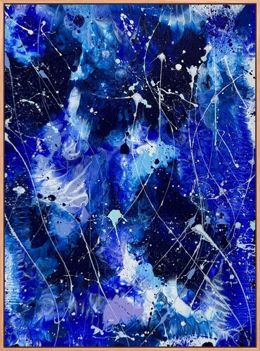 Ethereal Blue I - Abstract Expressionism Original Ocean Painting Tasmania Oak Frame by Bridget Bradley, Painting for Sale on Singulart