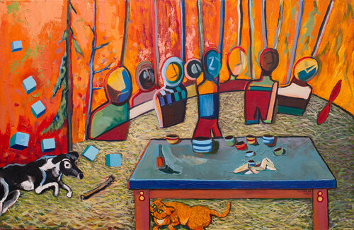 "fire in the woods" di michael cox, Pittura in vendita su Singulart