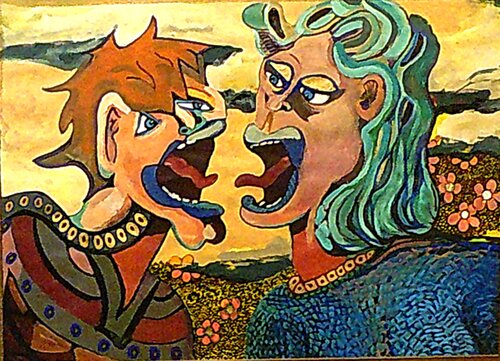 " reluctant kiss # 4 " by michael cox, 기타 매체 for Sale on Singulart