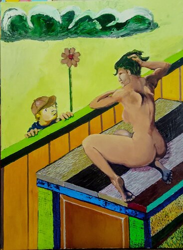 "0ver the fence # 3 " di michael cox, Pittura in vendita su Singulart
