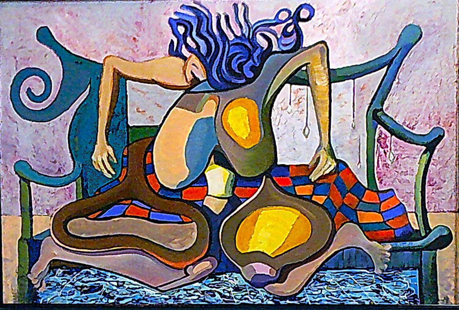 repainted canvas "seated nude" michael cox