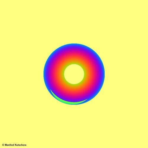 Selbstentworfene Kreise mit Farbverlauf Größe 95x150x110, mehr unter: https://www.ki-kunst.eumArtikel-Nr.: Spiro_2025-06-27_17-01-20 van Manfred Kutschera, Digitaal te koop op Singulart