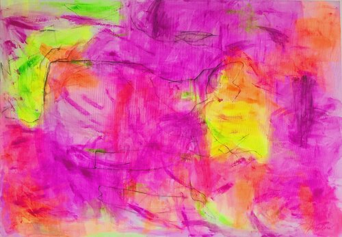 Rose-Colored Glasses View Abstract Expressionism Art von Mila Bozic, Malerei kaufen auf Singulart