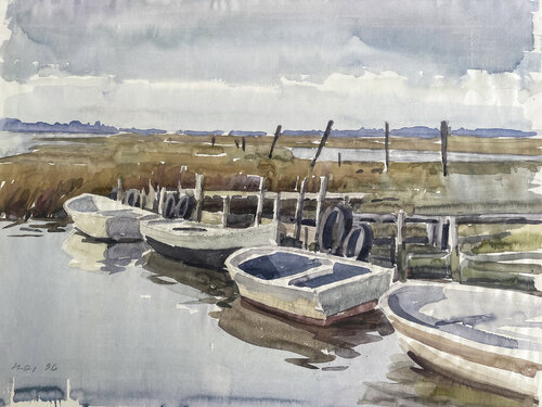 Anlegesteg am Bodden/Poel, 1996 von Volker Koy, Malerei kaufen auf Singulart