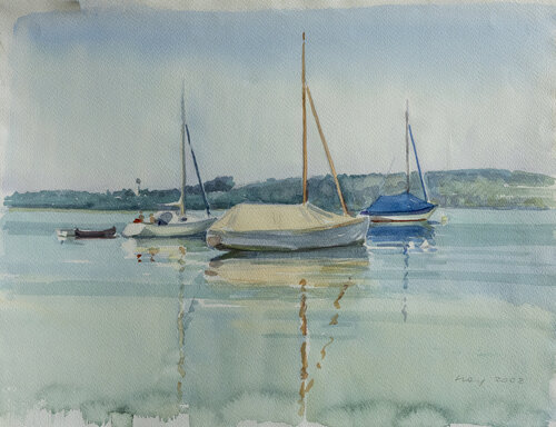 Segelboote am Starnberger See, 2002 von Volker Koy, Malerei kaufen auf Singulart