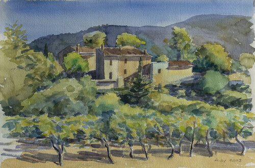 Provence, kleines Dorf am Luberon, 2003 von Volker Koy, Malerei kaufen auf Singulart