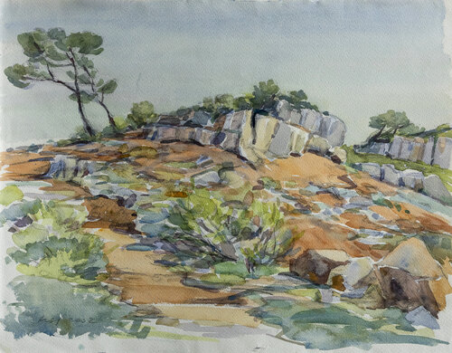 Provence, Berggipfel mit Pinie, 2002 di Volker Koy, Pittura in vendita su Singulart