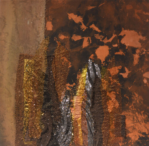 Komposition Braun-Silber di Anke Pradel-Schönknecht, Tessile in vendita su Singulart