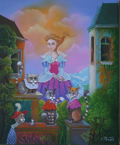 Mademoiselle chatchat di Isabelle Plante, Pittura in vendita su Singulart