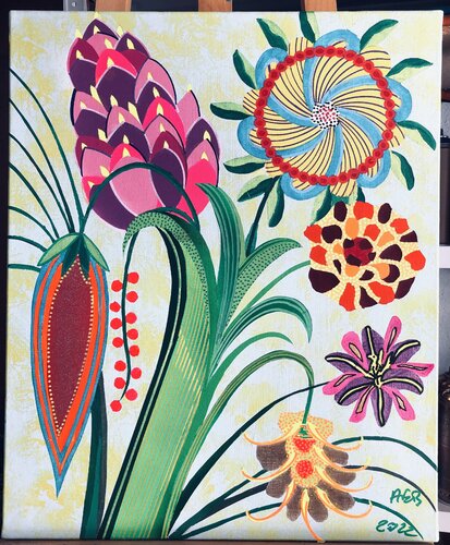 FLEURS IV van Alain Edouard BILLAT, Schilderij te koop op Singulart
