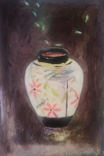 Jarrón y peces von Natalia Ruiz Llopart, Malerei kaufen auf Singulart