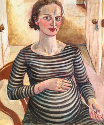 Self Portrait in Stripes (currently on view in Visual Carlow in ‘Acts of Creation’ a travelling show from the Hayward Gallery ) van Phoebe Cope, Schilderij te koop op Singulart