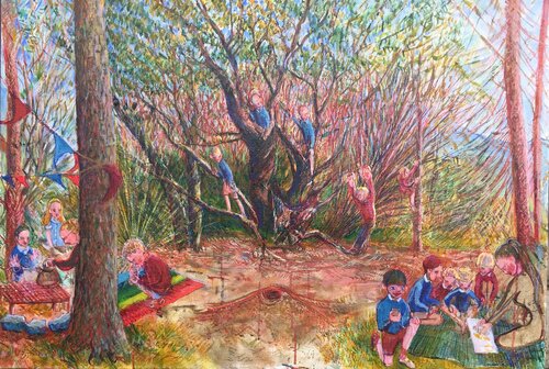 The Forest School , oil on linen. de Phoebe Cope, Pintura a la venta en Singulart