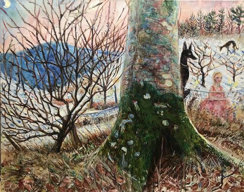 The Moss Tree at Dusk par Phoebe Cope, Peinture en vente sur Singulart