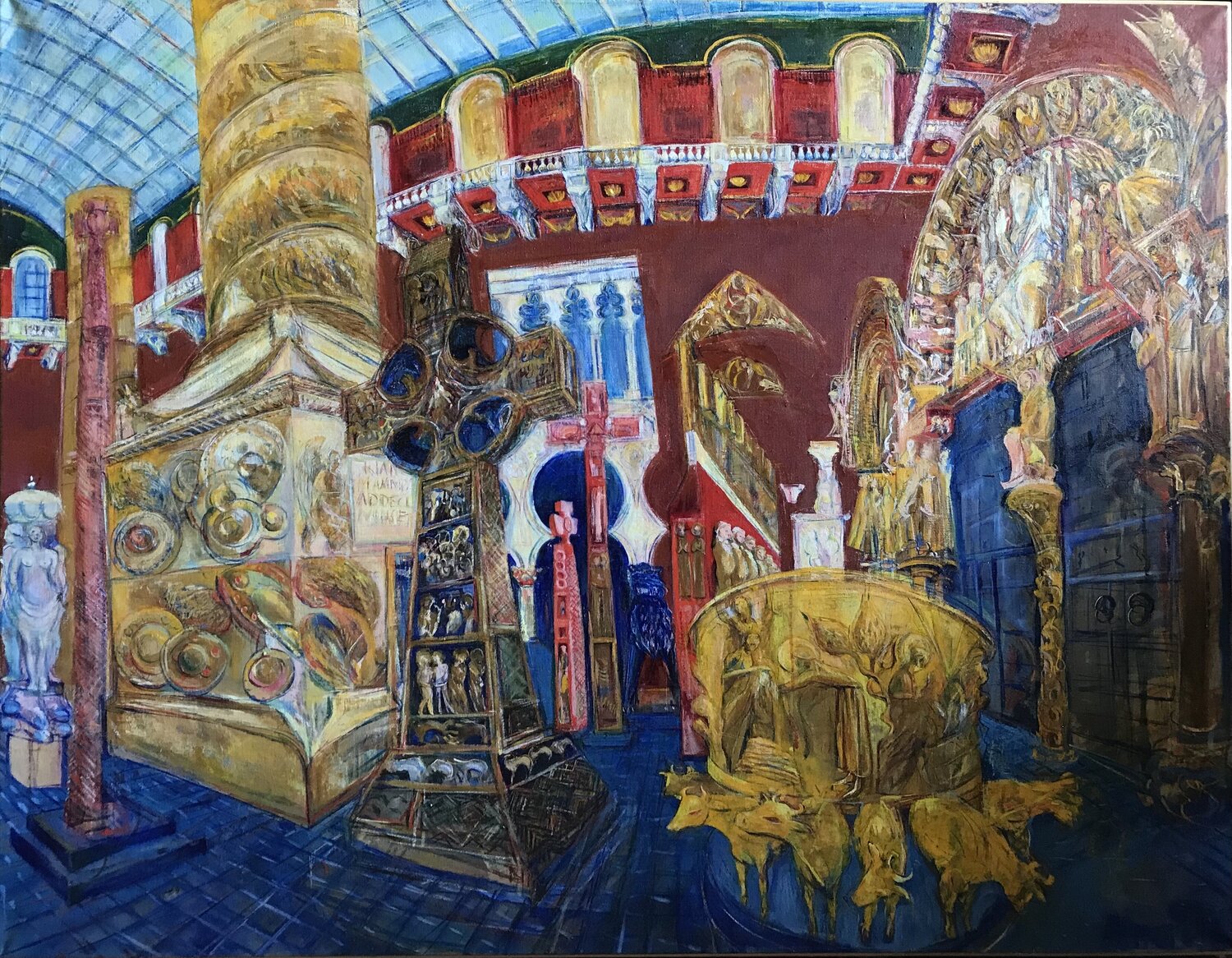 Victoria & Albert Museum Cast Court, London Phoebe Cope Originalgemälde zu verkaufen