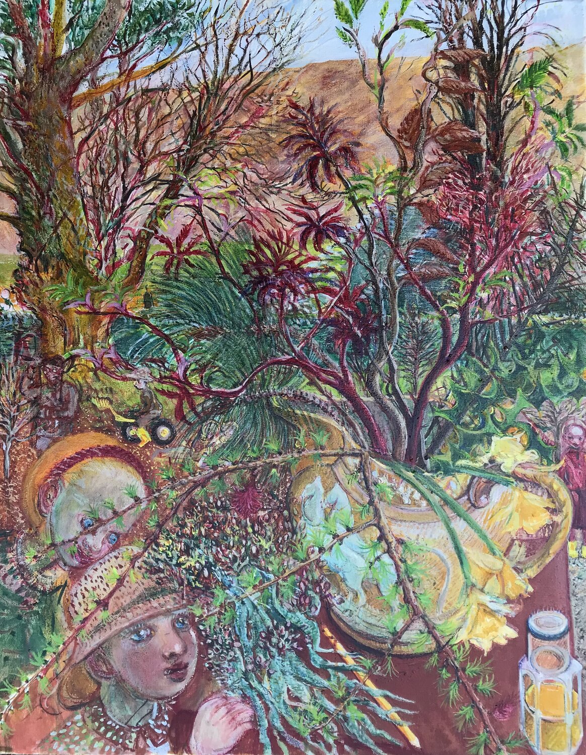 Still life of Pine with Sycamore & Children Phoebe Cope Originalgemälde zu verkaufen