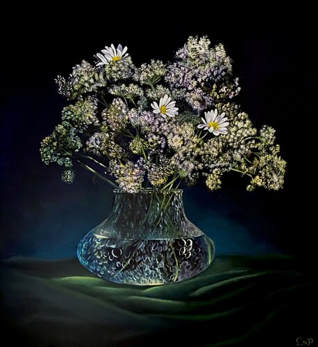 Wilde veldbloemen, Wild field flowers von Lianne van der Plaat, Malerei kaufen auf Singulart