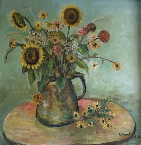Sunflowers by Auguste (Gustel) Foust Killat, Painting for Sale on Singulart