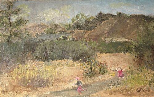 Two Children Running on a Country Trail by Auguste (Gustel) Foust Killat, Painting for Sale on Singulart