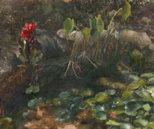 The pool with the red flower di Ayelet Polak, Pittura in vendita su Singulart