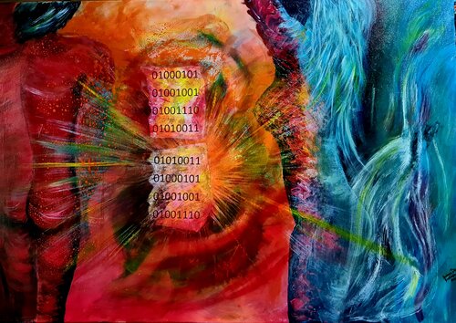 Zeugung der Digitalen Schöpfung von Gudrun Dapont, Malerei kaufen auf Singulart