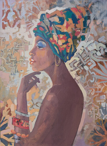 Decorative african woman by Marietta Cohen, 絵画 for Sale on Singulart