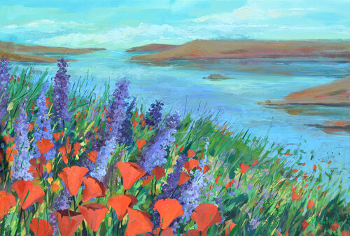 California poppies by Marietta Cohen, Painting for Sale on Singulart