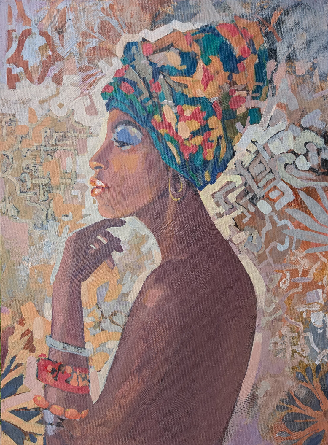 Decorative african woman Marietta Cohen Origineel schilderij te koop
