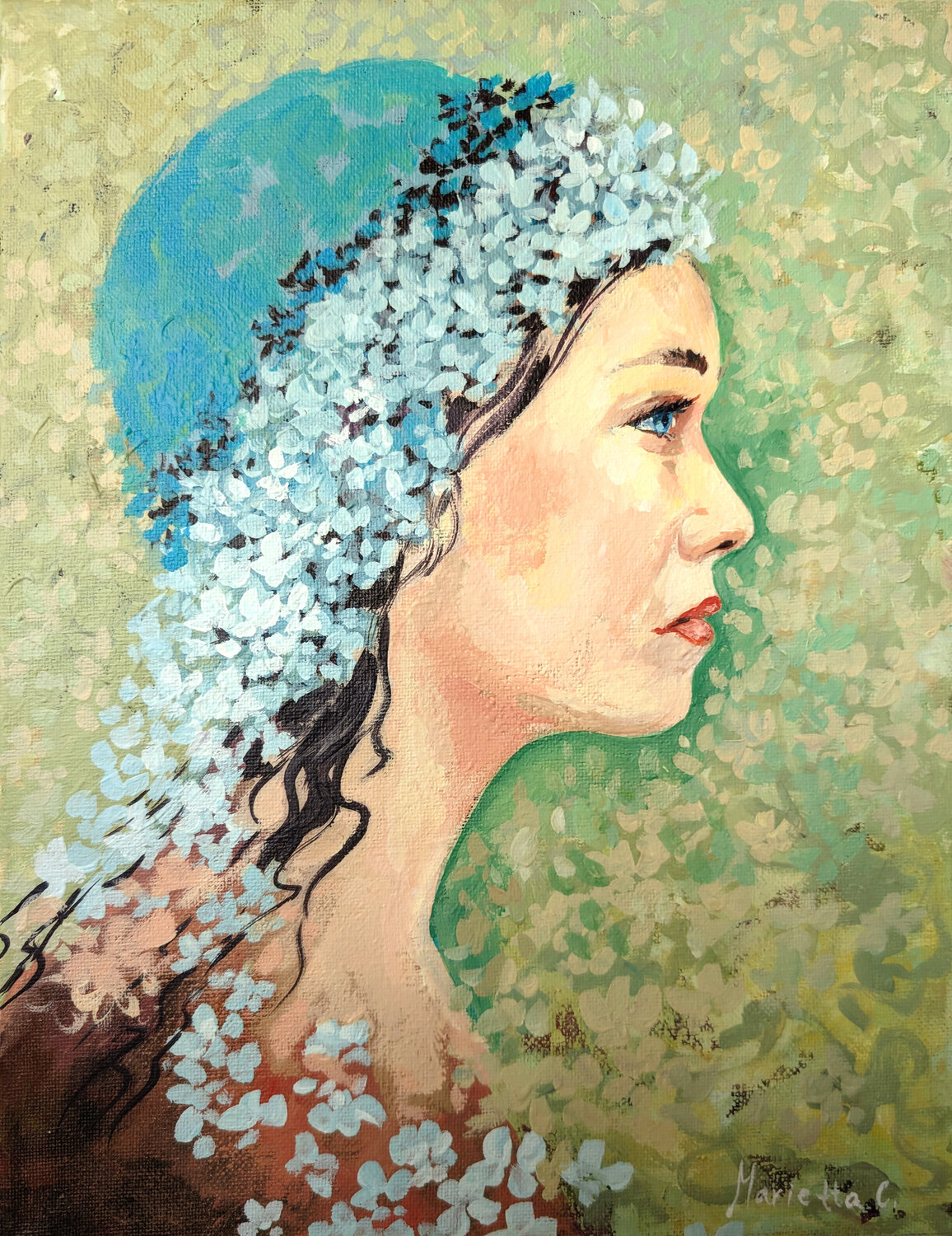 Flower lady Marietta Cohen Originalgemälde zu verkaufen