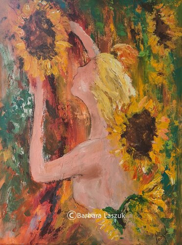 The sunflower thief par Barbara Laszuk, Peinture en vente sur Singulart