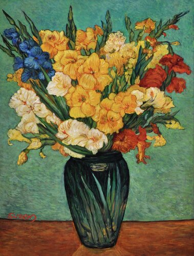 Gladioli in a Green Vase di Suren Ter-Avakian, Pittura in vendita su Singulart