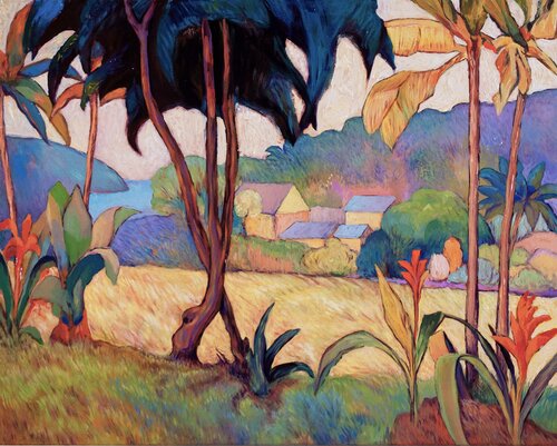 Golden palms above the village van Suren Ter-Avakian, Schilderij te koop op Singulart