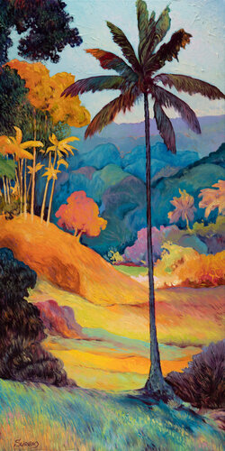 Lone Palm in a Summer Glow by Suren Ter-Avakian, Painting for Sale on Singulart