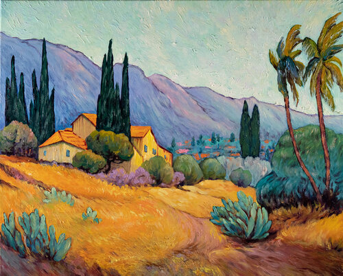 Sunlit Homestead de Suren Ter-Avakian, Pintura a la venta en Singulart