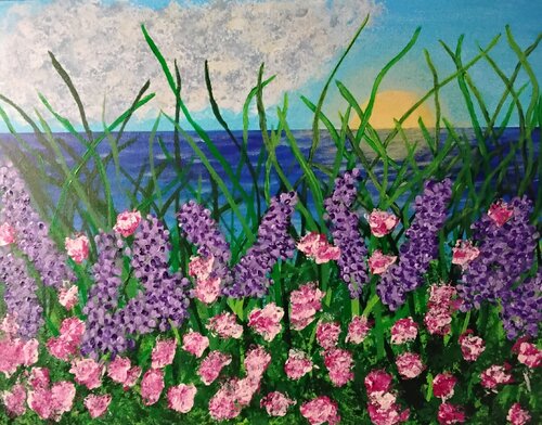 Sunset Over Wildflower Field von MissyKay, Malerei kaufen auf Singulart