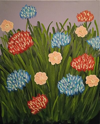 Colorful Garden Blooms van MissyKay, Schilderij te koop op Singulart