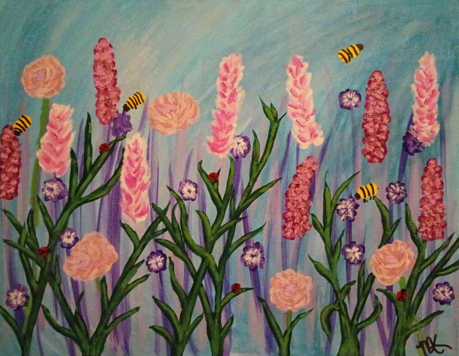 Vibrant Floral Meadow with Bees MissyKay