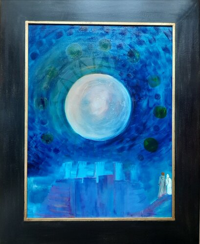 La luna e gli sposi von Rachel Carol Odello alias Seventeen, Malerei kaufen auf Singulart