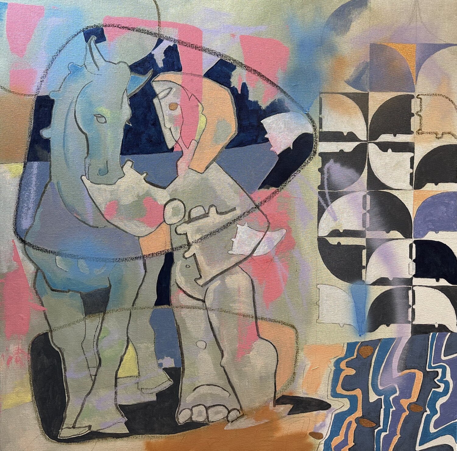 Woman and horse Jeanne-Marie Hament Originalgemälde zu verkaufen