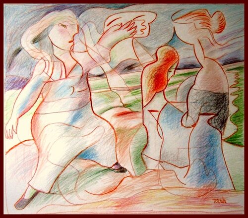 Les Bretonnes van Pierre-Louis TORRES, Werk op papier te koop op Singulart