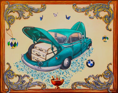 Vintage BMW from 1950's von Essie Ince, Malerei kaufen auf Singulart