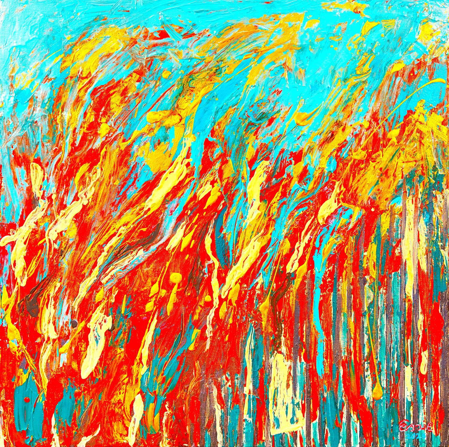 The Harmonious Dance of Water and Fire into Freedom Essie Ince Originalgemälde zu verkaufen