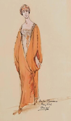 Barbra Streisand "Funny Girl" Film Costume Design Academy Award Oscars Orange par Irene Sharaff, Œuvre sur papier en vente sur Singulart