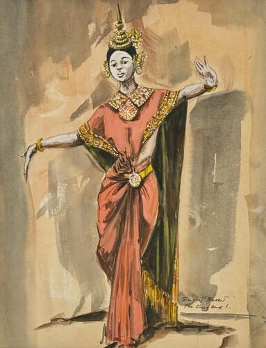 "King and I" Oscar Costume Design Film Musical "Small House of Uncle Tom" Ballet par Irene Sharaff, Œuvre sur papier en vente sur Singulart