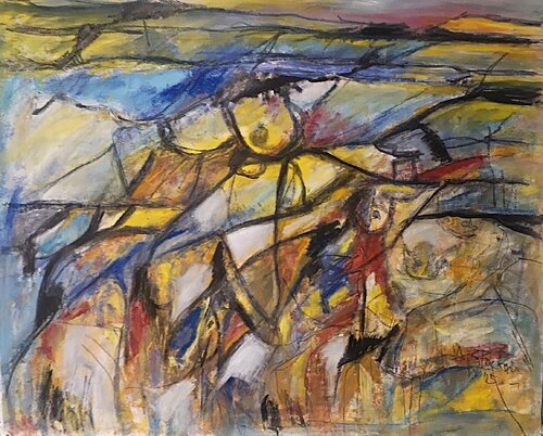 Woman in landscape by Wolfgang Stocker, Painting for Sale on Singulart