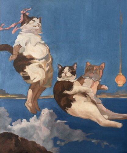 Deux chats et demi von Frédéric Rollin, Malerei kaufen auf Singulart