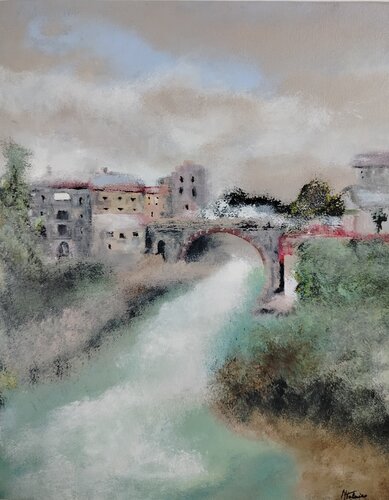 Sognando la mia città – Urban Abstract Sfumato Painting [Dreaming of My City] von Manuela Talarico, Malerei kaufen auf Singulart