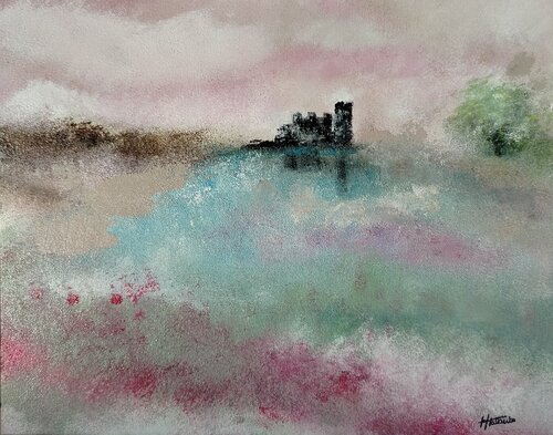 Il Regno Incantato – Pink & Azure Dreamscape – Enchanted Realm – Fine Art Original von Manuela Talarico, Malerei kaufen auf Singulart