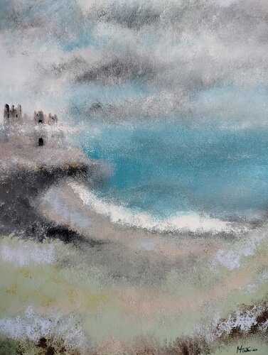 Nebbia d’Incanto: Atmospheric Blue Abstract – Enchanted Mist – Soglie Series – Fine Art Original di Manuela Talarico, Pittura in vendita su Singulart